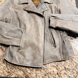 Unik Taupe Leather Jacket and Vest